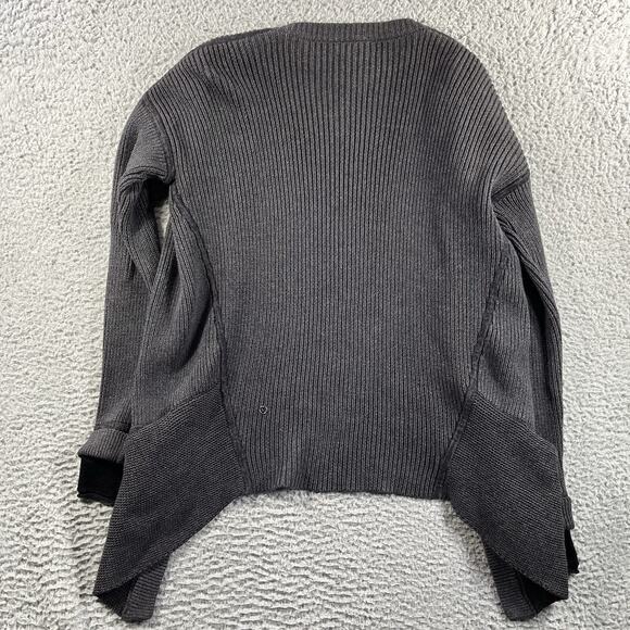 Lululemon Sit In Peace Cardigan Heathered Charcoal Grey Ribbed Open Front 6 - Picture 3 of 6